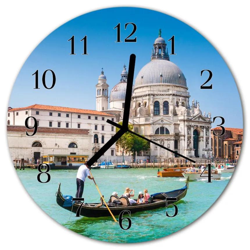 Ceas de perete din sticla rotund Veneția Băuturi Albastru