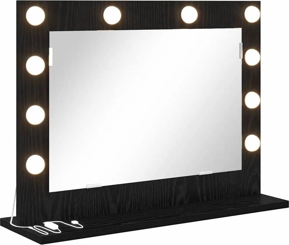 vidaXL Oglindă de toaletă Dreptunghiular Stejar Negru 60 x 45 x 18 cm