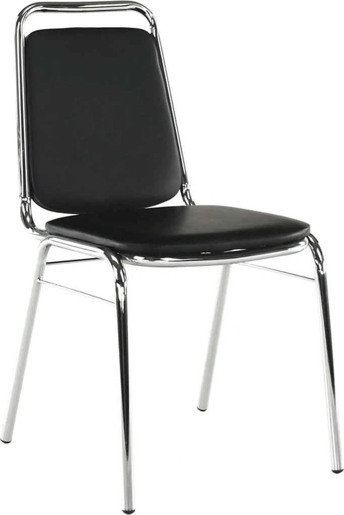 Scaun ZEKI, negru, piele ecologica/metal, 45x58x82 cm