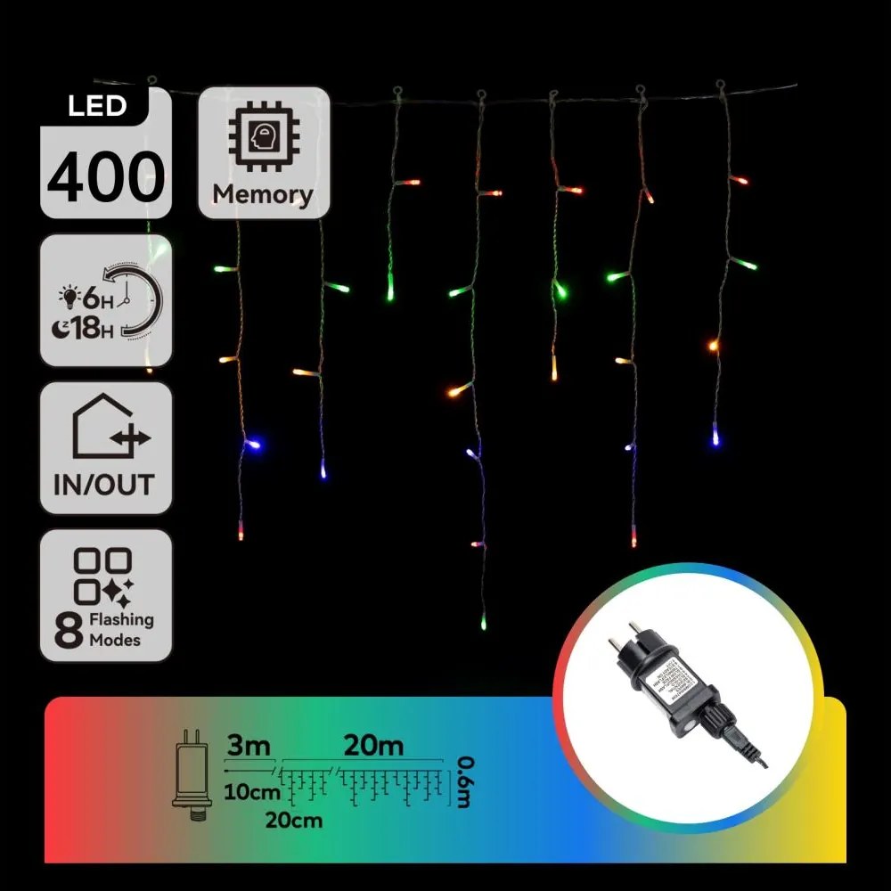 Aigostar - LED ghirlandă luminoasă de exterior pentru Crăciun 400xLED/8 funcții 23x0,6m IP44 multicolor