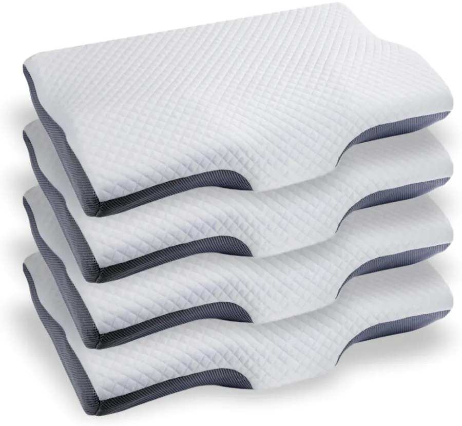 PACHET 4 PERNE CERVI-SAN PRIM, Pernă ergonomică pentru dormit, din spumă cu memorie, Husă detașabilă, fermitate normală