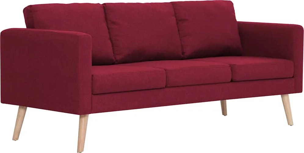 vidaXL Canapea cu 3 locuri, roșu vin, material textil