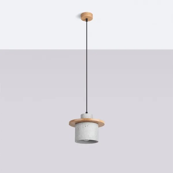 Sollux SL.1363 - Pendul pe cablu MAB 1xE27/15W/230V Ø 22 cm beton/gri