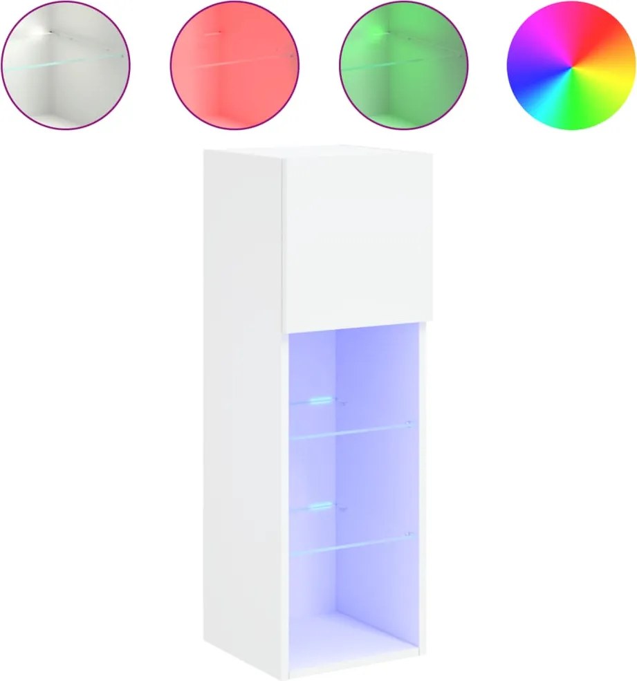 vidaXL Comodă TV cu lumini LED, alb, 30,5x30x90 cm