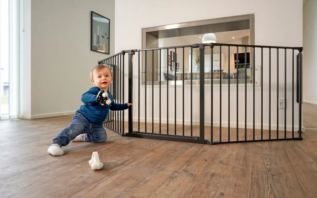 Balustradă de siguranță 5 panouri 60 cm metal negru