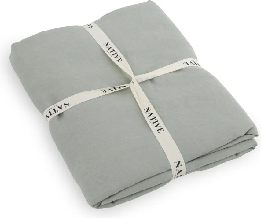 Lenjerie de pat verde prăfuit din in pentru pat de o persoană 135x200 cm Stone – Native Natural