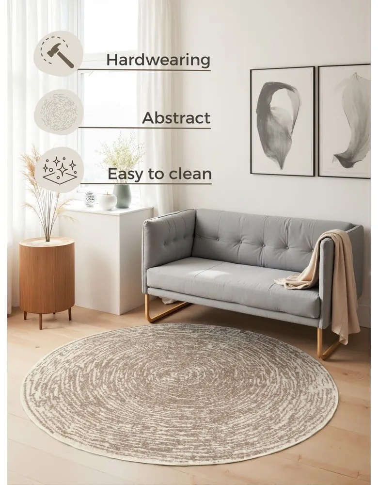 Covor bej-crem rotund ø 160 cm Gloria Cavallo – Hanse Home