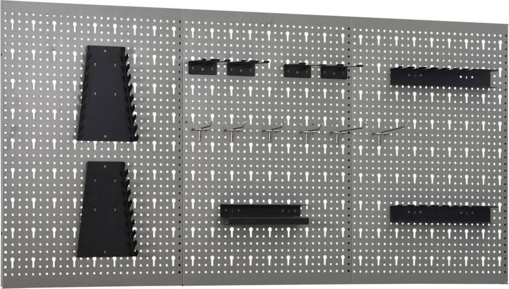 vidaXL Panouri pentru scule de perete, 3 buc., 40 x 58 cm, oțel