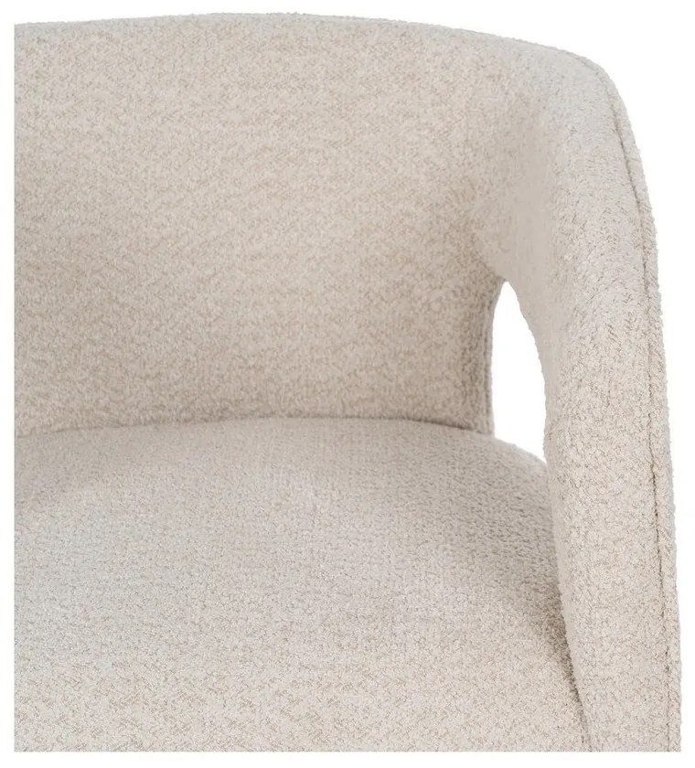 Fotoliu bej cu tapițerie din țesătură bouclé – Ixia