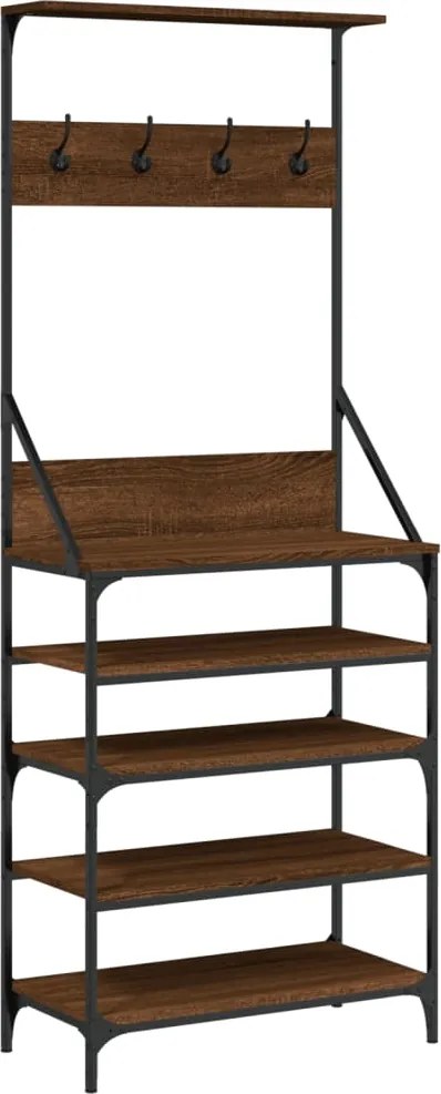 vidaXL Suport de haine cu raft pantofi, stejar maro, 70x34x184 cm