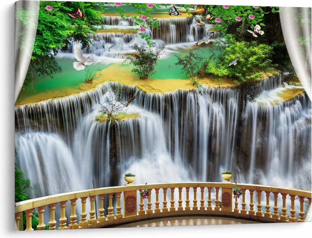 Tablou - Privire la cascade magice (70x50 cm)
