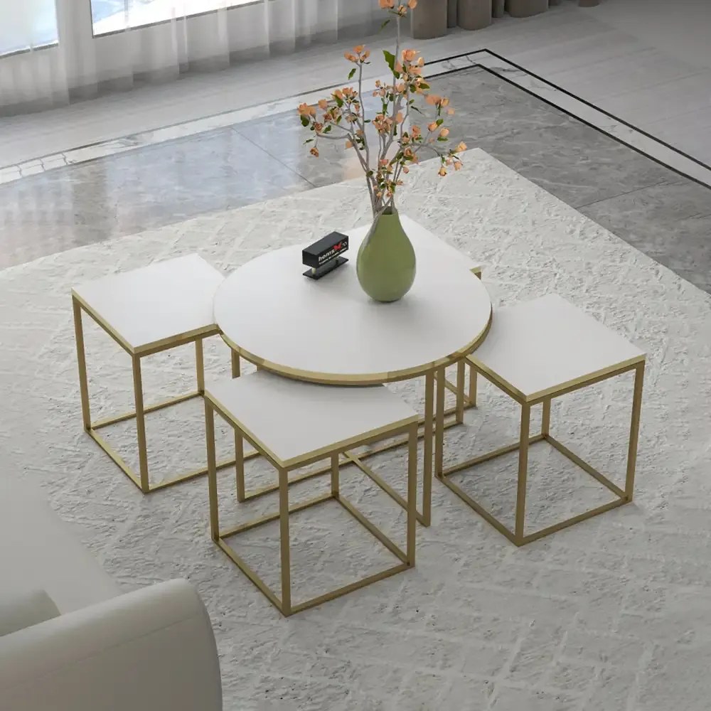 Set masuta de cafea Clarita, negru marmurat, 25072