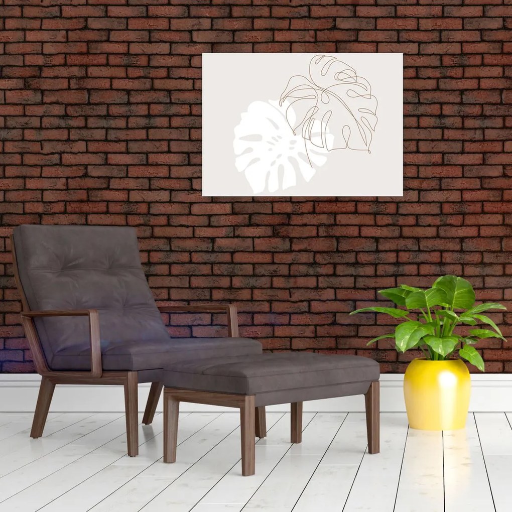 Tablou pe sticlă - Linia de artă monstera N⁰2 (70x50 cm)