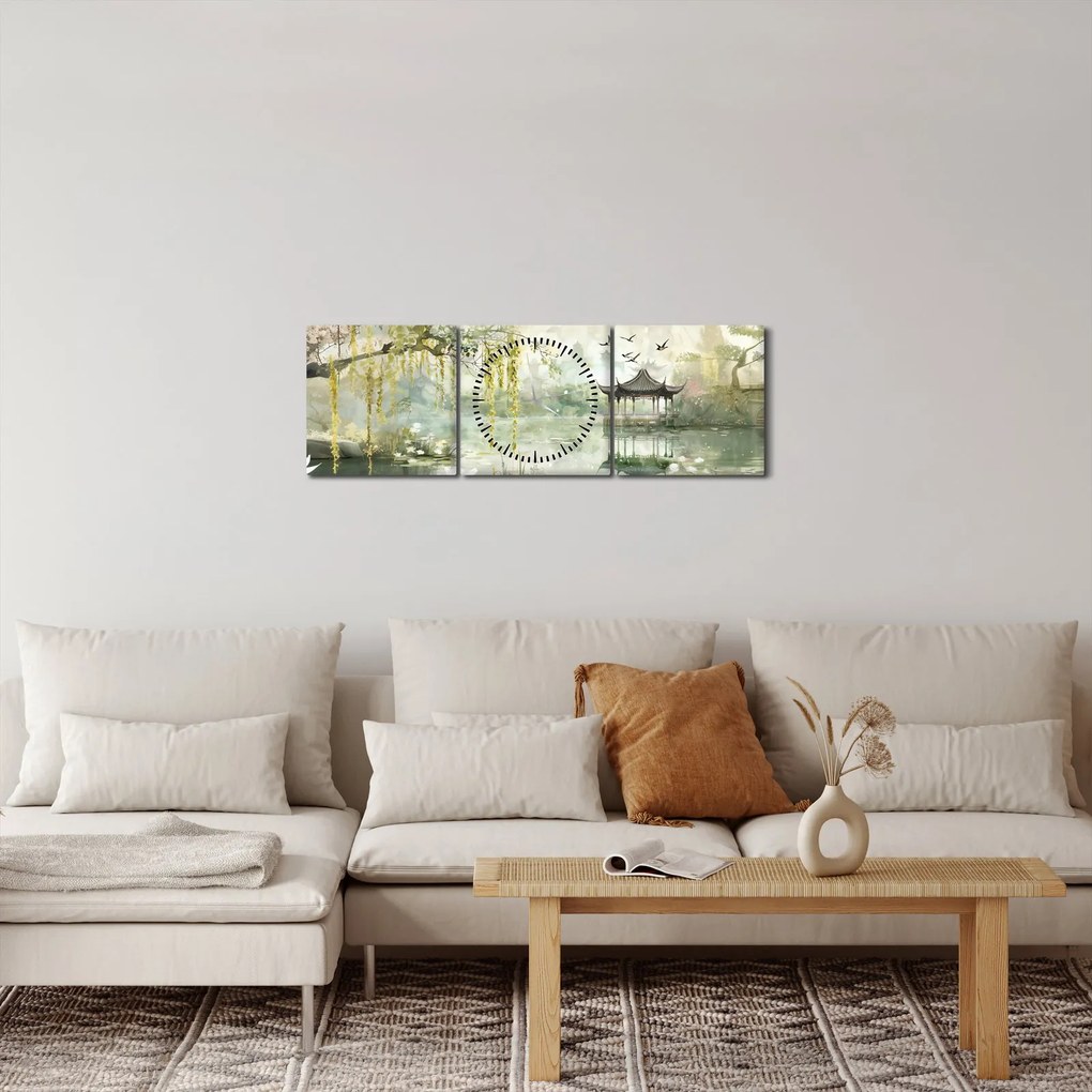 Tablou - Lac Chinezesc (cu ceas) (90x30 cm)