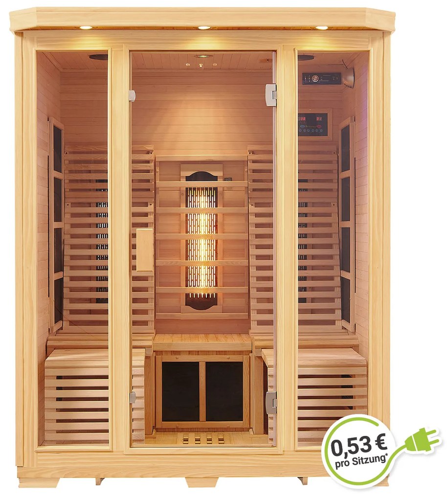 Infračervená sauna/ tepelná kabína Helsinki 150 s triplexným vykurovacím systémom a drevom Hemlock