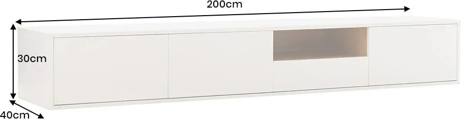Comoda TV suspendata LOFT 200cm alb/ natur