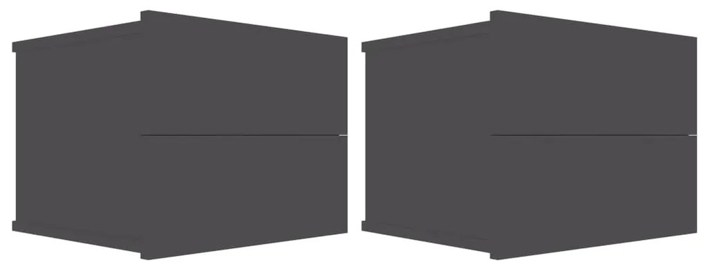 801058 vidaXL Noptiere, 2 buc., gri, 40x30x30 cm, lemn prelucrat