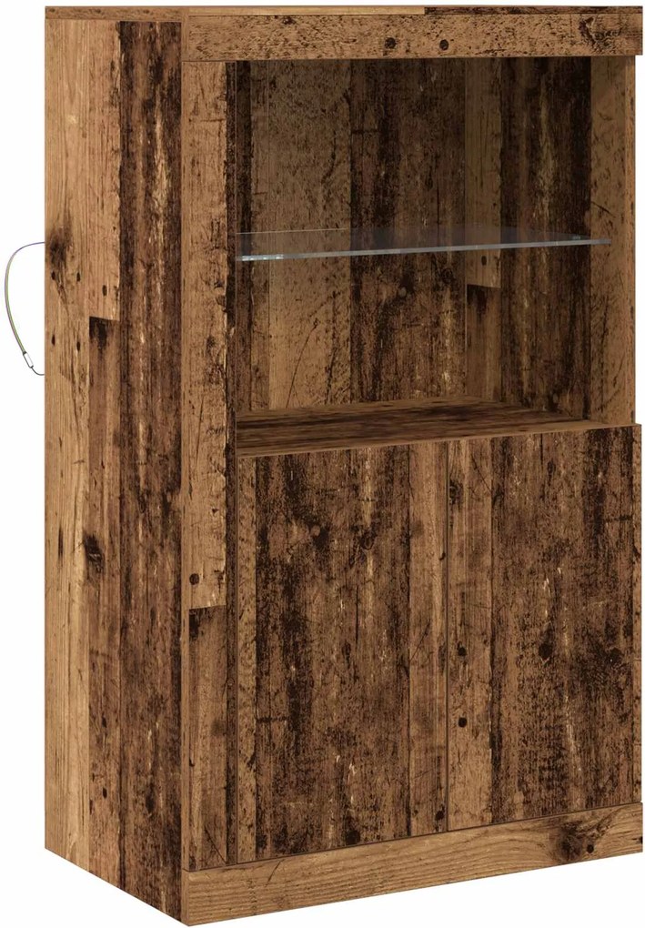 vidaXL Bufet LED Lemn vechi 60,5 x 37 x 100 cm Lemn compozit