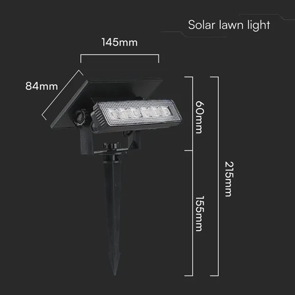 LED lampă solară 0,9W 3,7V 3000K IP65 1200mAh negru