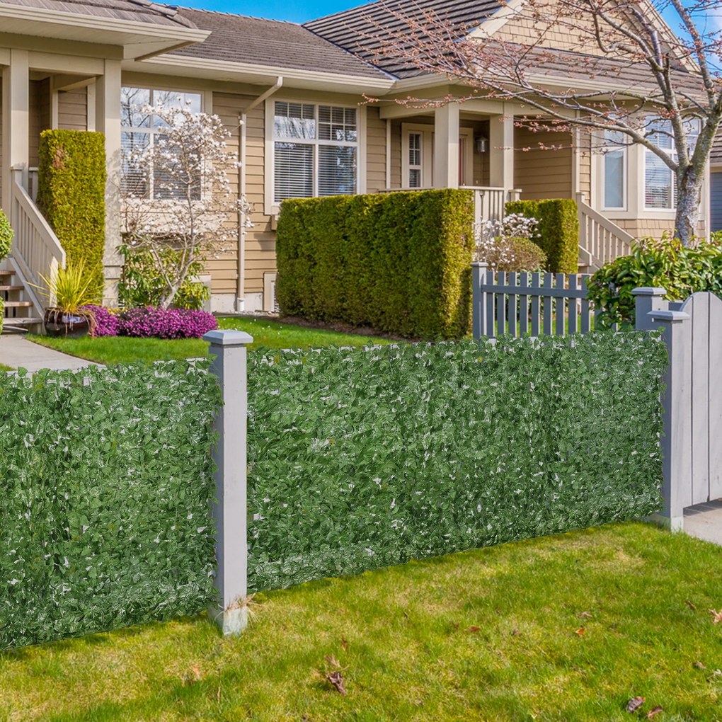 Outsunny Gard Viu Artificial din Fag pentru Balcon și Grădină, PE, 300x100 cm, Verde Închis | Aosom Romania