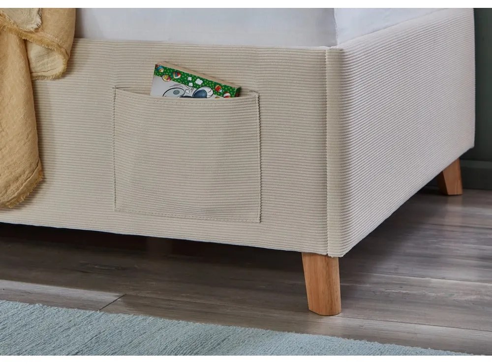 Pat pentru copii bej tapițat fără somieră 90x200 cm Cool – Meise Möbel