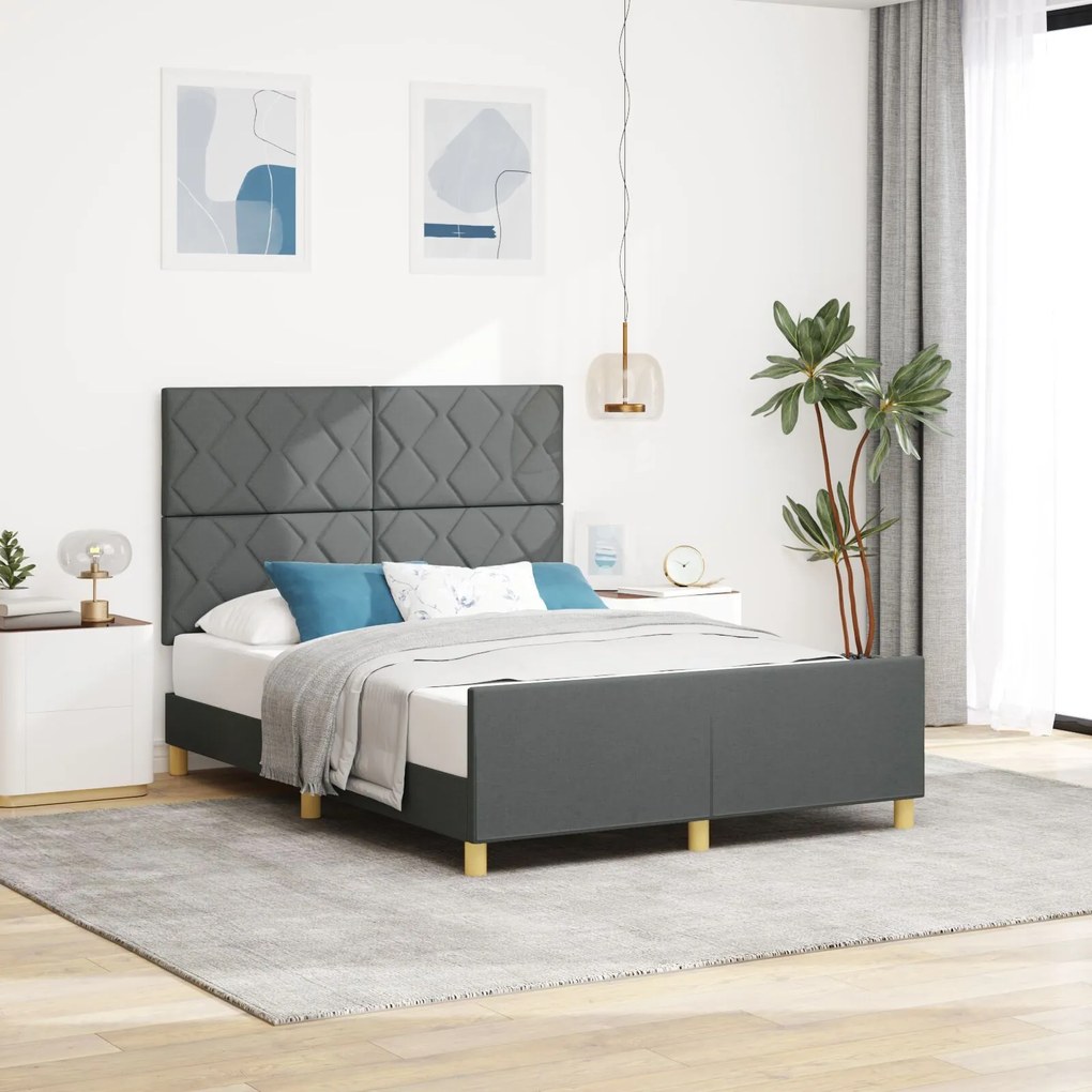 vidaXL Cadru de pat, gri închis, 160x200 cm, textil