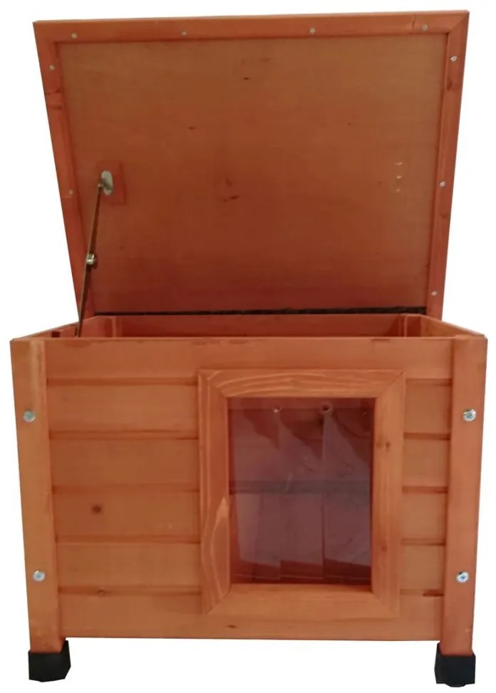 Pet Casa de pisici de exterior, maro, 57x45x43 cm, lemn