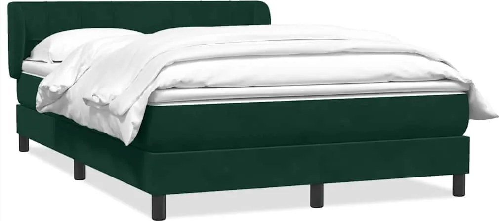 vidaXL Pat box spring cu saltea, verde închis, 160x220 cm, catifea