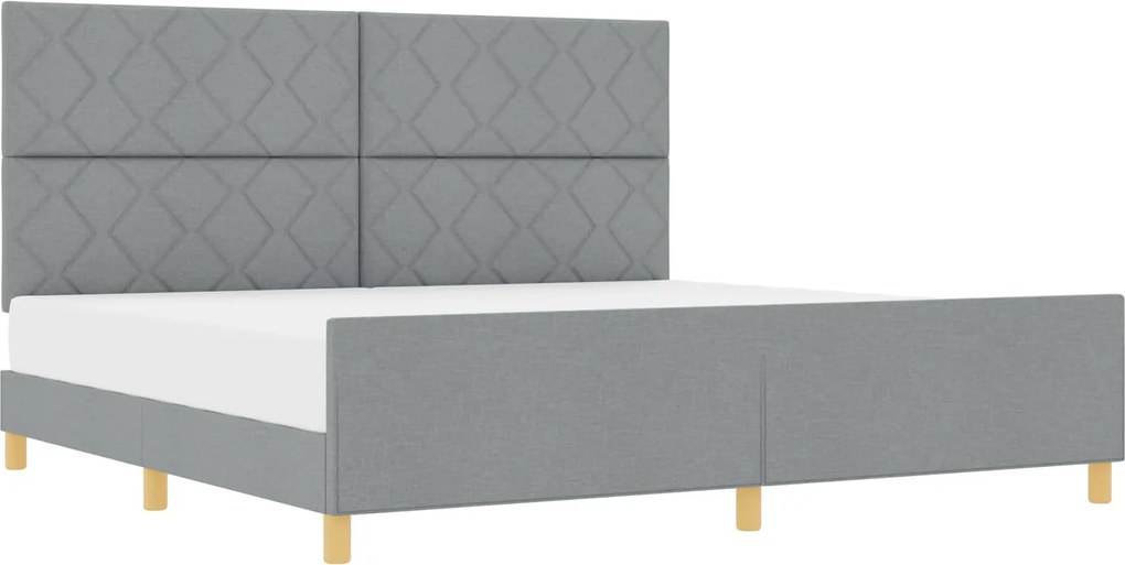 vidaXL Cadru de pat cu headboard Gri deschis 200 x 200 cm țesătură