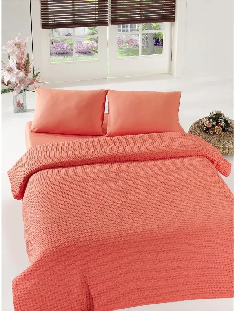 Cuvertură de pat Coral Pique, 200 x 240 cm, portocaliu