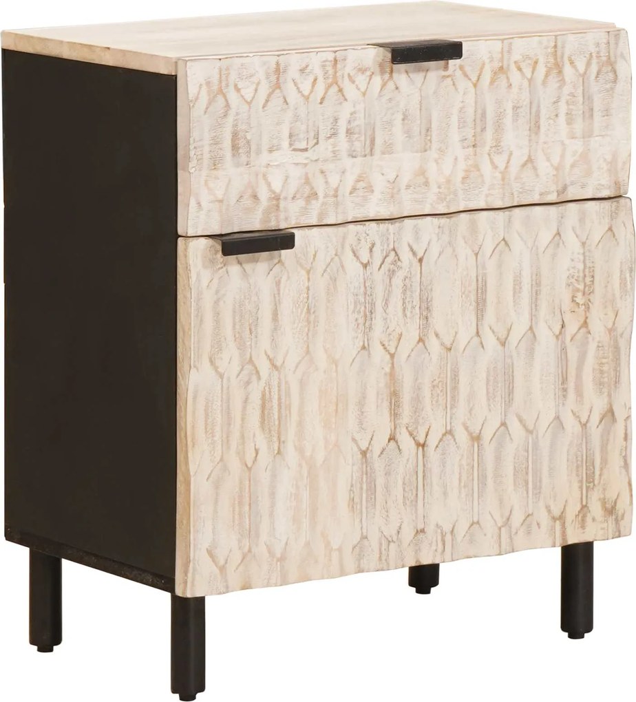 vidaXL Dulap de noapte Alb 50 x 33 x 60 cm Lemn de mango solid
