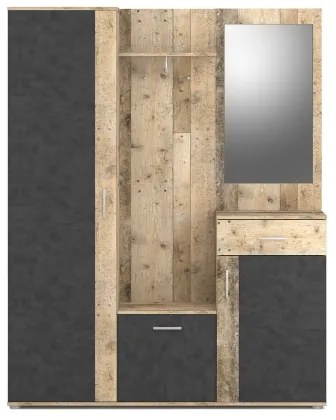 Mobilier de hol NOLAN cu oglindă, maro/grafit