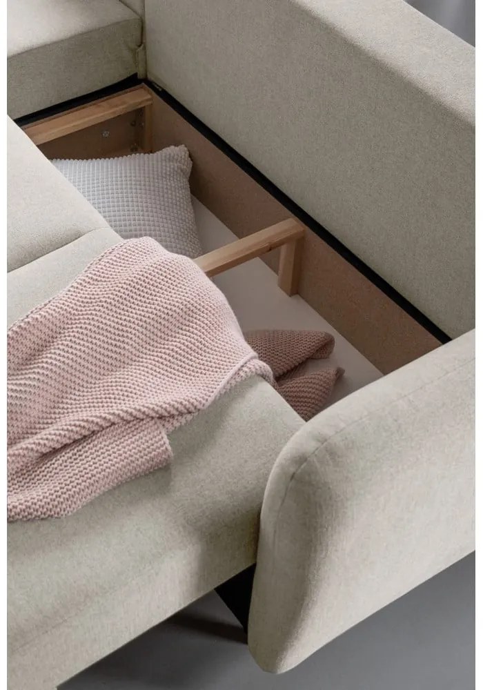 Colțar bej extensibil/cu spațiu de depozitare (cu colț pe partea stângă/cu șezlong) Scandic Lagom – Miuform