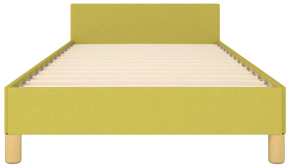Cadru de pat cu tablie, verde, 80x200 cm, textil Verde, 80 x 200 cm, Cu blocuri patrate