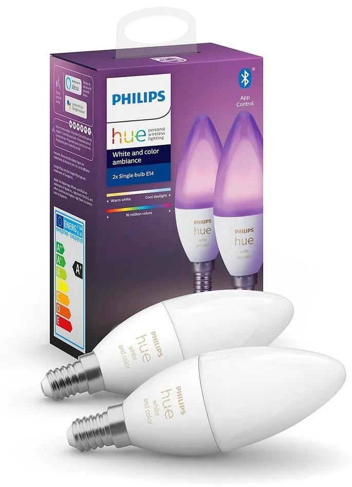 SET 2x LED Bec dimmabil Philips Hue WHITE AND COLOR E14/5,3W/230V