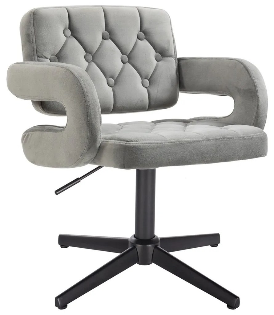 HR8403CROSS Scaun Catifea Gray cu Bază Neagră