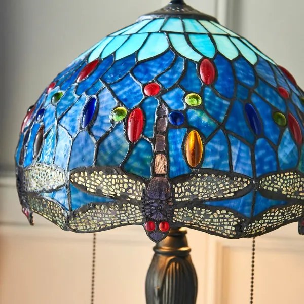Endon 64090 - Lampă de masă Tiffany DRAGONFLY, 2xE27/60W/230V, Ø 30 cm