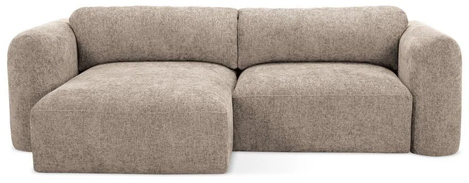 Colțar maro deschis extensibil/cu spațiu de depozitare cu tapițerie din chenille (cu colț pe partea stângă/cu șezlong) Mele – Makamii