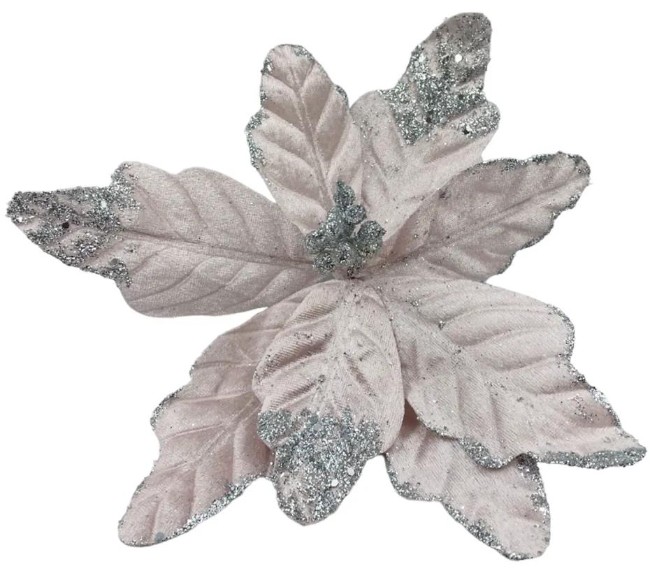 Ornament brad Craciunita Hope 20cm, Roz pudra
