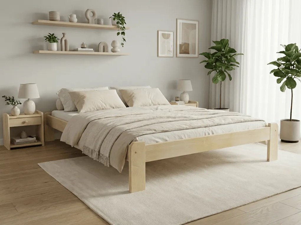 Pat ADA 160x200 cm, pin Saltele: Cu saltele Deluxe 10 cm, Somiera pat: Cu lamele drepte