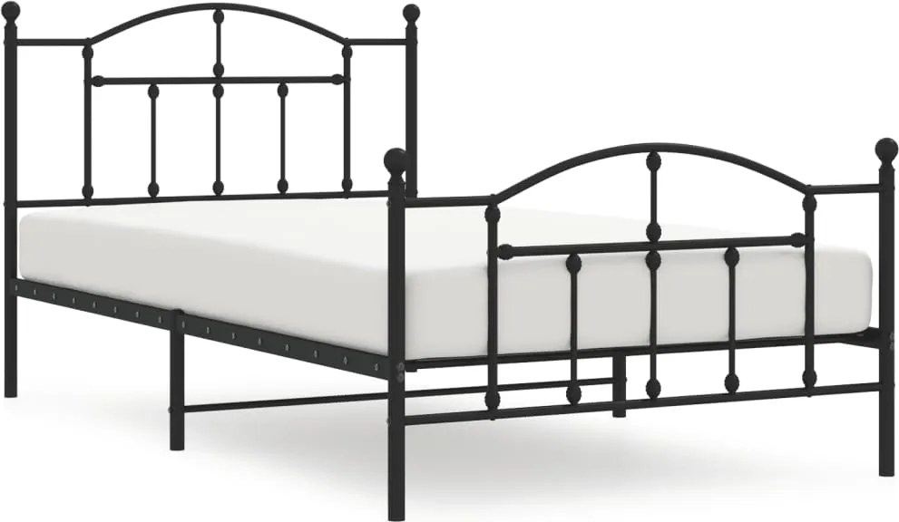 vidaXL Cadru pat metalic cu tăblii de cap/picioare, negru, 107x203 cm