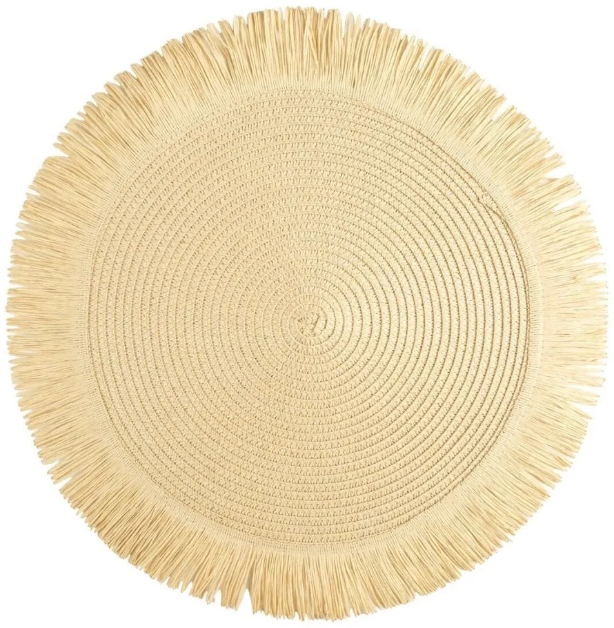 Covoraș rotund în stil boho cu franjuri - set de masă 38 cm Gri