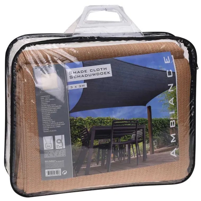 COPERTINA PATRATA TIP UMBRAR, 3X3 M, POLIETILENA, 4 PUNCTE PRINDERE, CONTINE SFOARA 4X3.5 M, NISIPIU