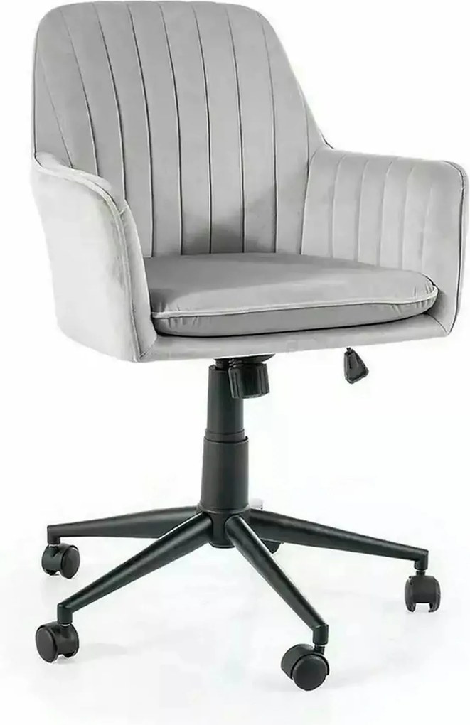 Scaun birou moale Q-886, gri deschis, stofa catifelata/metal, 58x44x83