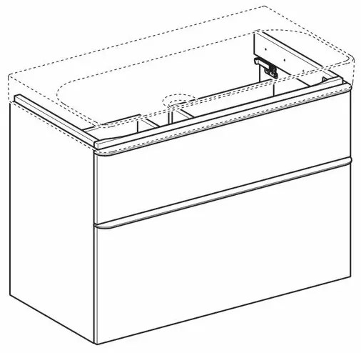 Dulap baza pentru lavoar suspendat Geberit Smyle Square gri nisip 2 sertare 89 cm