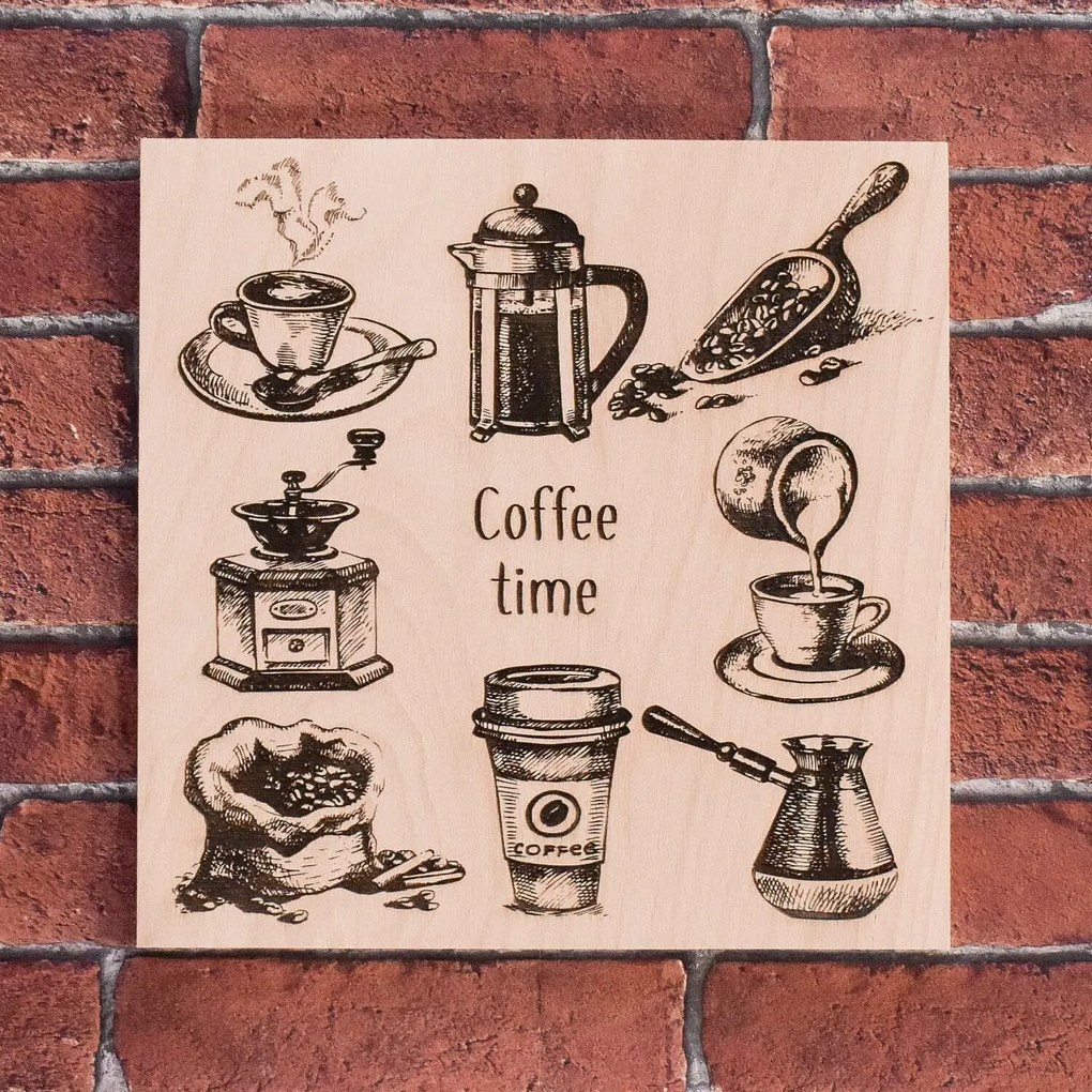 DUBLEZ | Tablou din lemn pentru bucătărie - Cafea