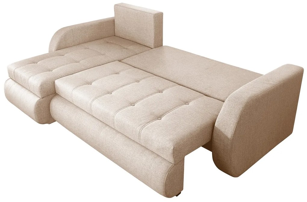 Coltar extensibil reversibil Siena Lux Cream 243x141x81 cm cu lada de depozitare