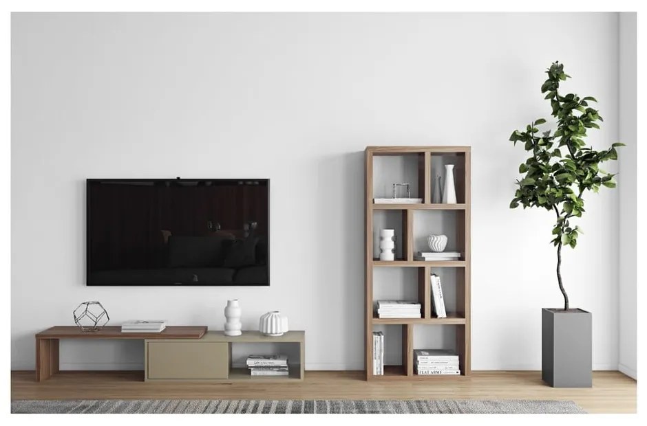 Bibliotecă maro cu aspect de lemn de nuc 70x159 cm Berlin – TemaHome