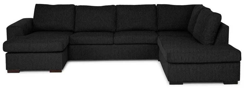 Colțar Scandinavian Choice B107Negru, 296x201x84cm, Picioare: Lemn