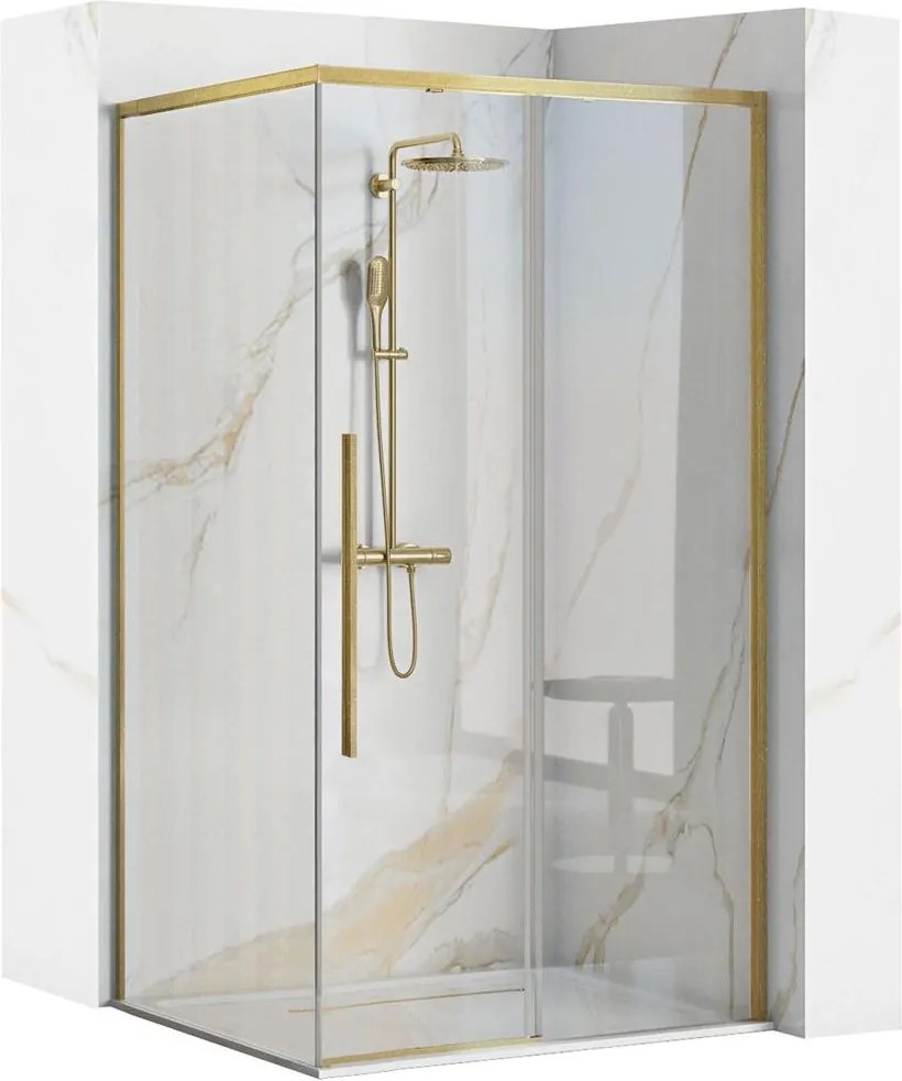 Cabina de dus SOLAR cu cadita alba 90x90 cm auriu periat